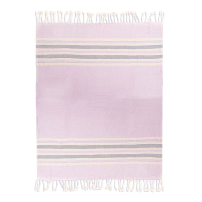 Sweet Heliotrope Handwoven Cotton Throw in Heliotrope from Peru