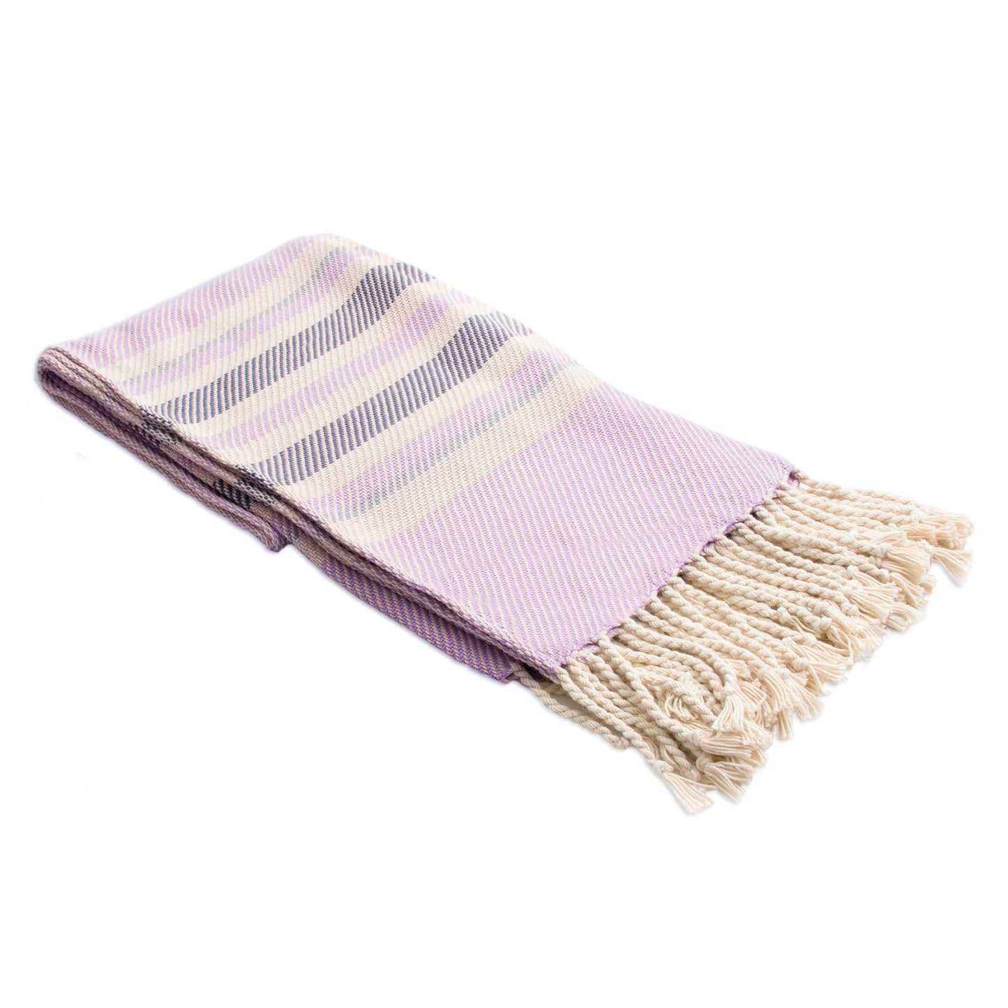 Sweet Heliotrope Handwoven Cotton Throw in Heliotrope from Peru