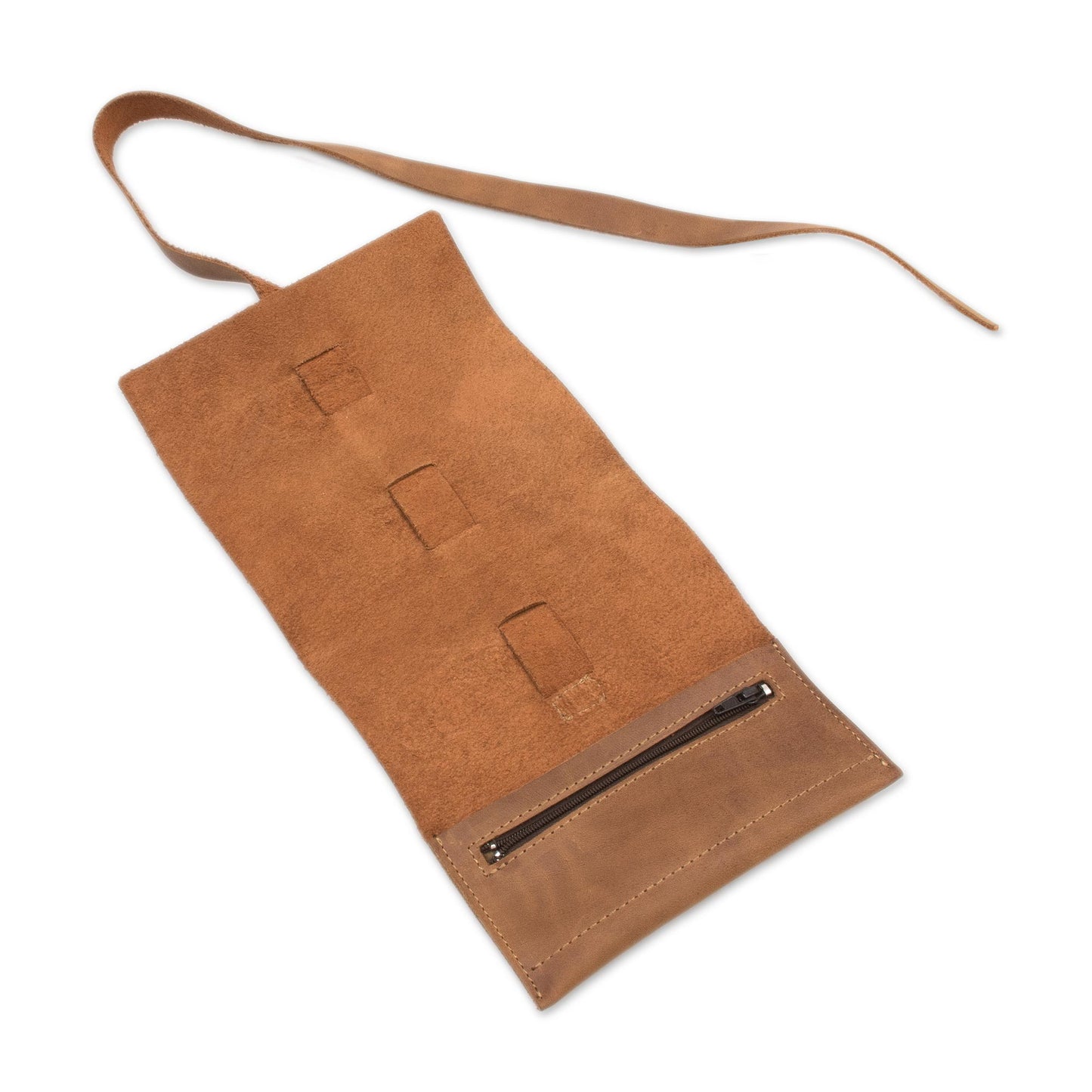 Rugged Modernity Handmade Leather Cable Case from Peru