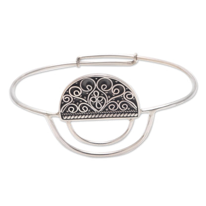 Elegant Echoes Unique Round Half Open Sterling Silver Pendant Bracelet