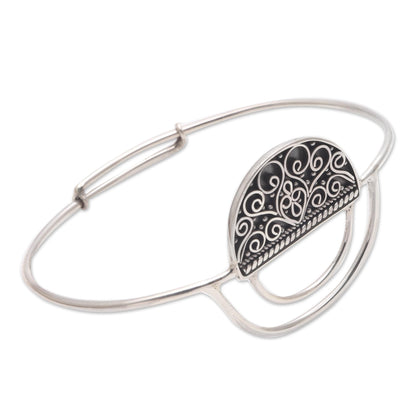 Elegant Echoes Unique Round Half Open Sterling Silver Pendant Bracelet