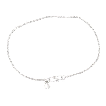 Petite Rose Petite Rose Charm Sterling Silver Cable Chain Anklet