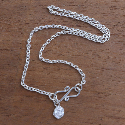 Petite Rose Petite Rose Charm Sterling Silver Cable Chain Anklet