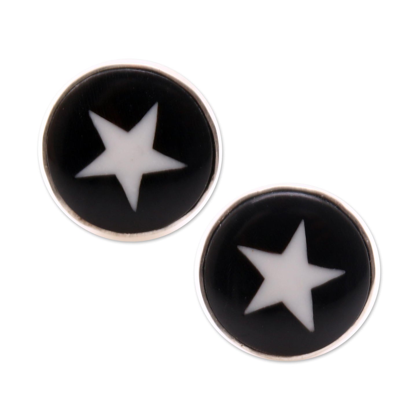 Stars Above Star Motif Bone Stud Earrings from Bali