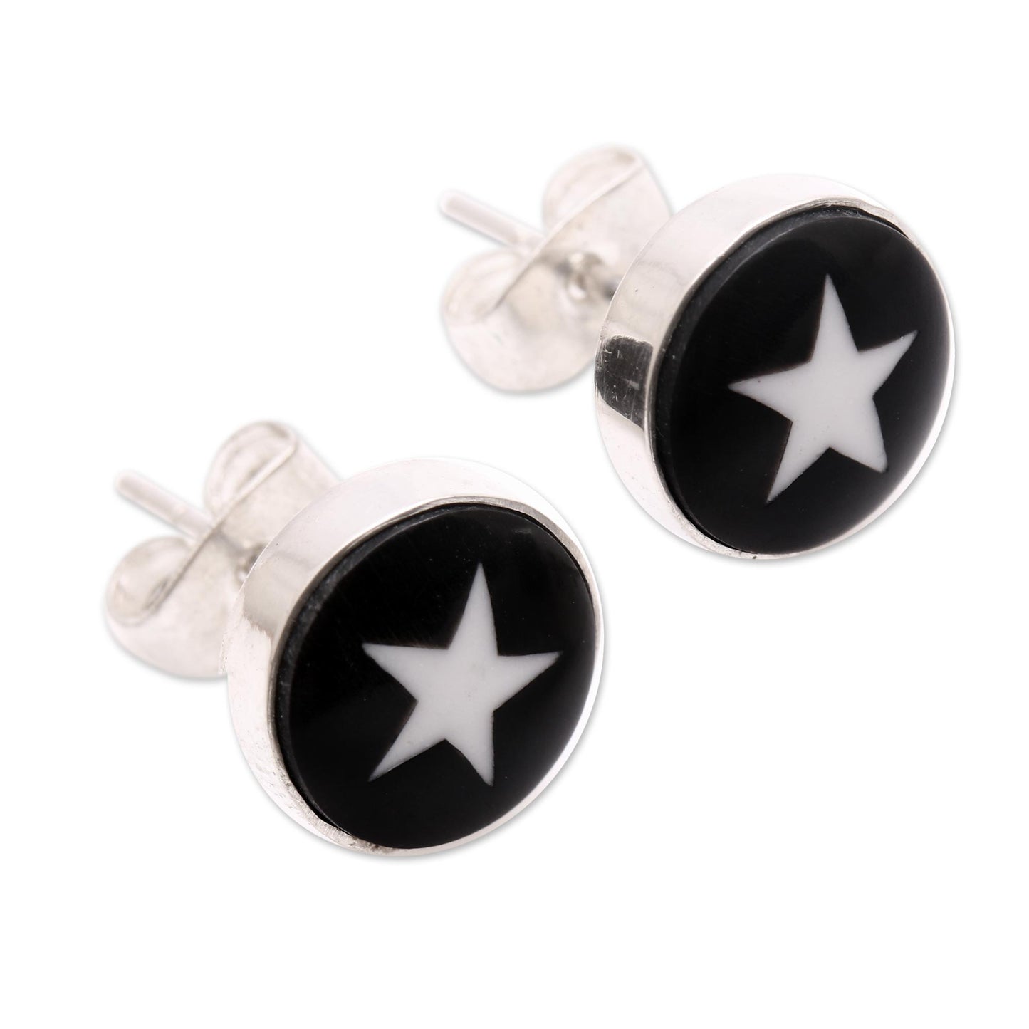 Stars Above Star Motif Bone Stud Earrings from Bali