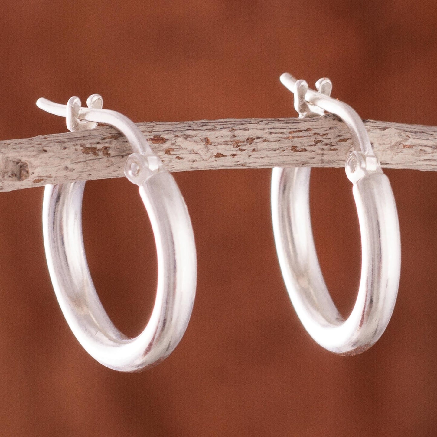 Classic Gleam Sandblasted Sterling Silver Hoop Earrings from Peru