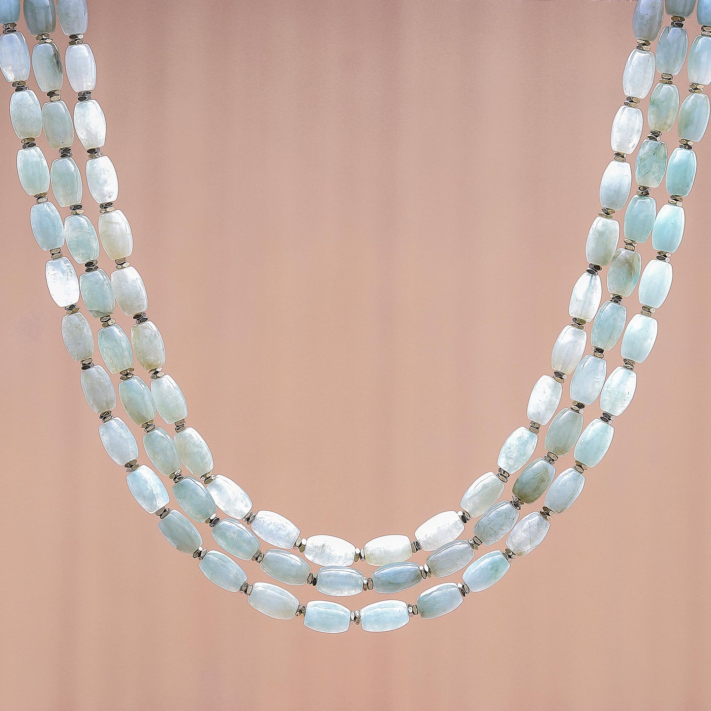 Graceful Palace Jade and Hematite Beaded Strand Necklace from Thailand