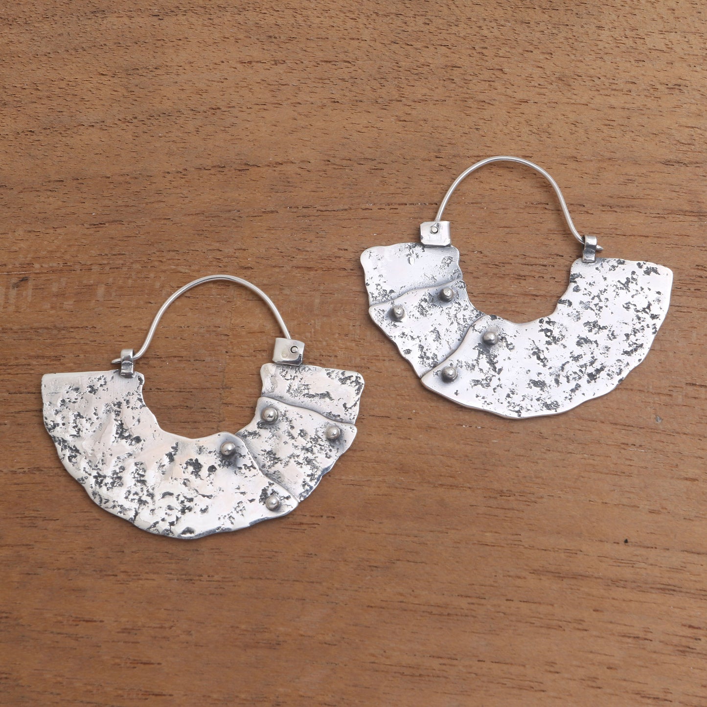 Modern Bali Modern Sterling Silver Hoop Earrings from Bali