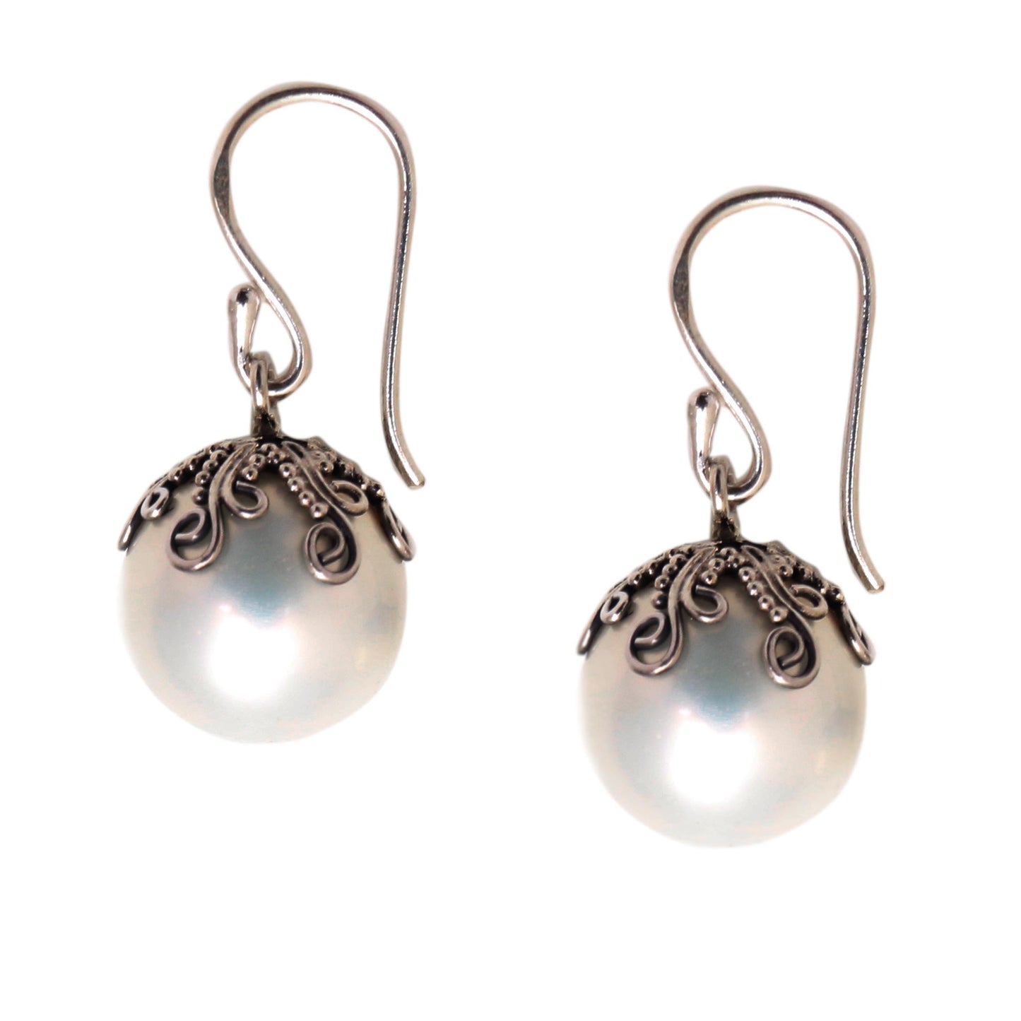 Goddess Fruit Cultured Pearl Dangle Earrings Crafted in Bali