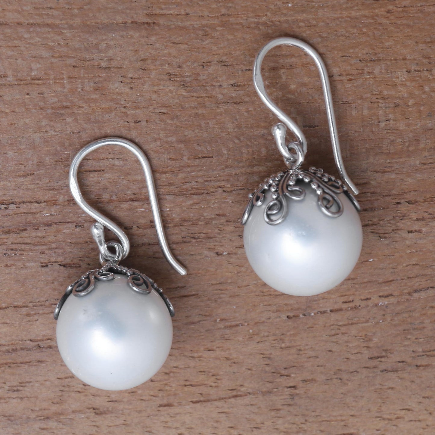 Goddess Fruit Cultured Pearl Dangle Earrings Crafted in Bali