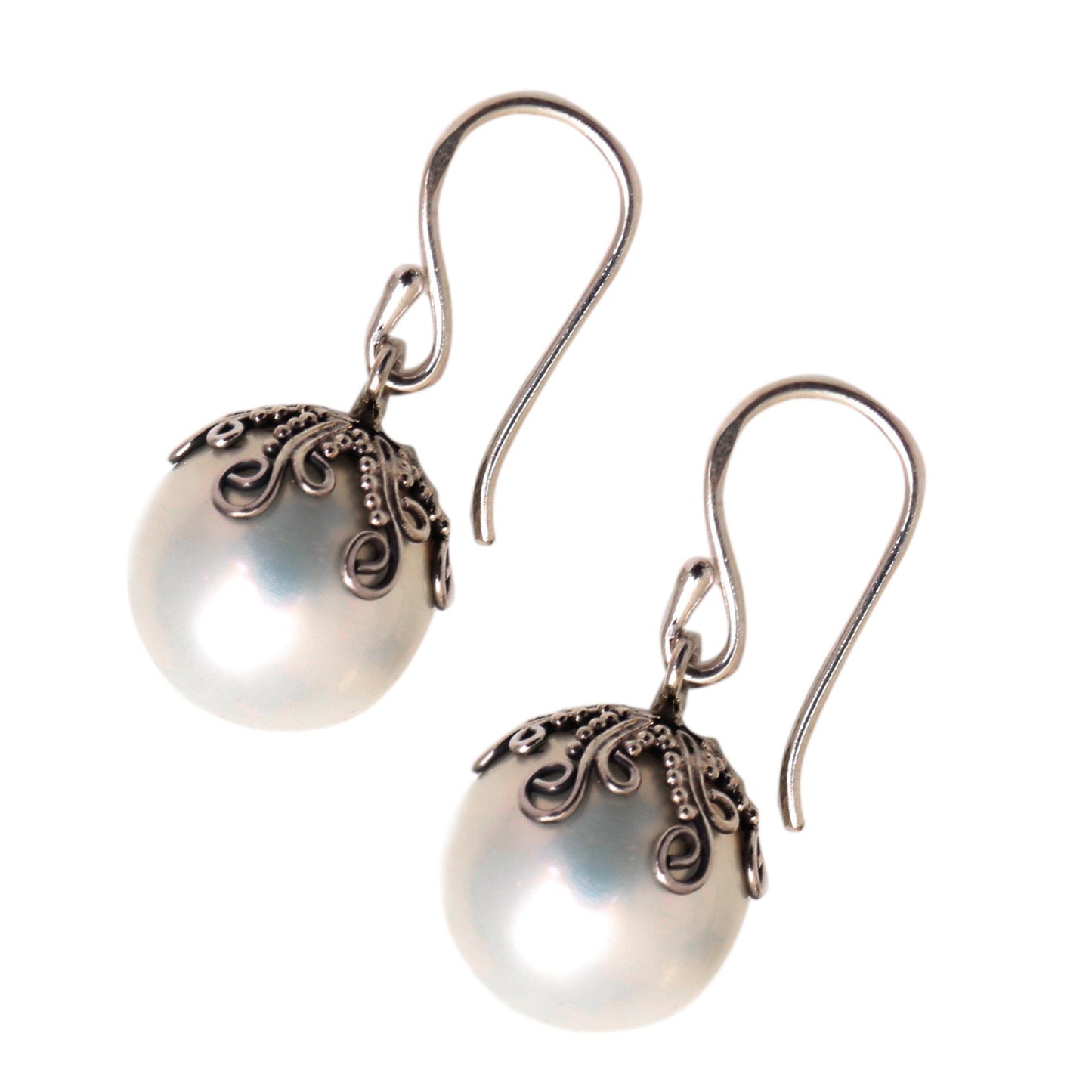 Goddess Fruit Cultured Pearl Dangle Earrings Crafted in Bali