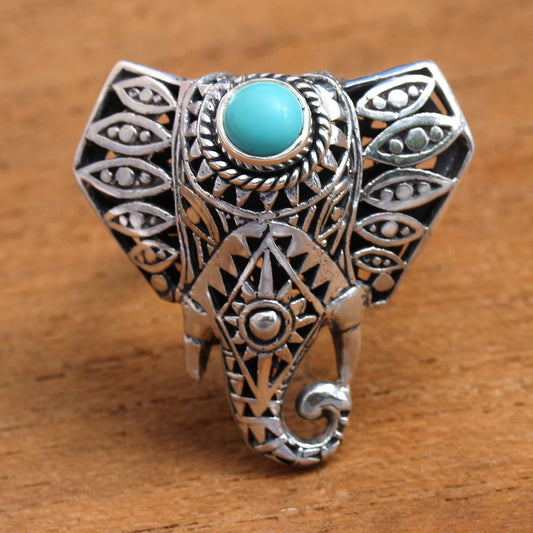 Elephant Eyes Magnesite Elephant Cocktail Ring from Bali