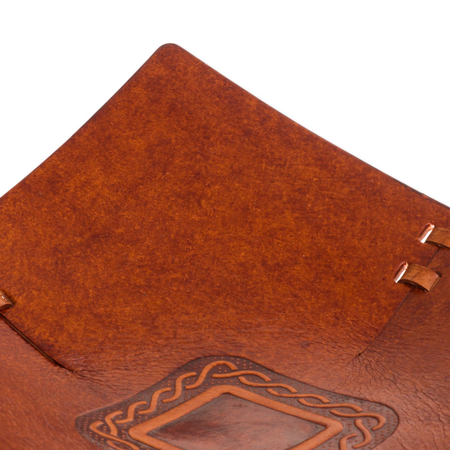 Square Lasso Square Pattern Leather Catchall from Peru