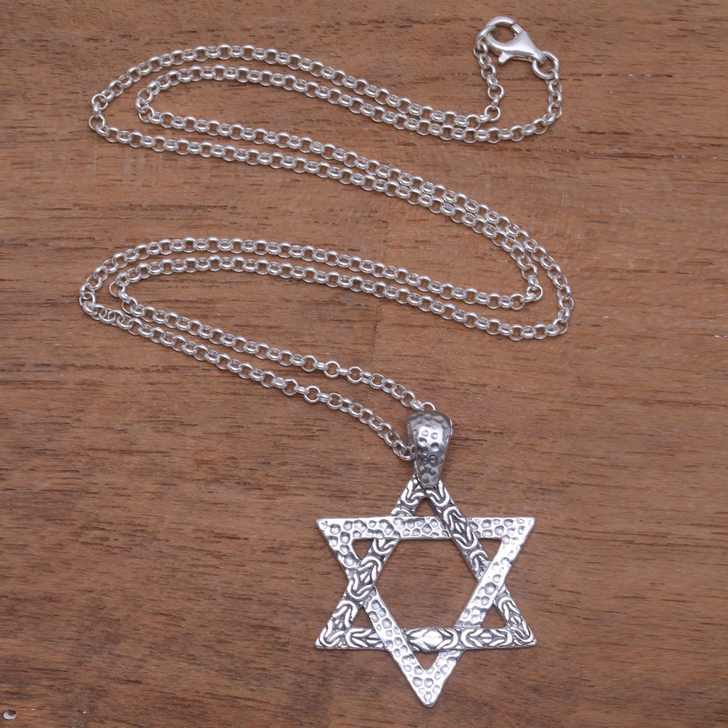 David's Blessing Star of David Sterling Silver Pendant Necklace from Bali