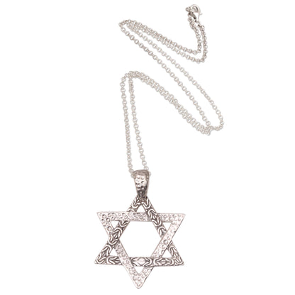 David's Blessing Star of David Sterling Silver Pendant Necklace from Bali