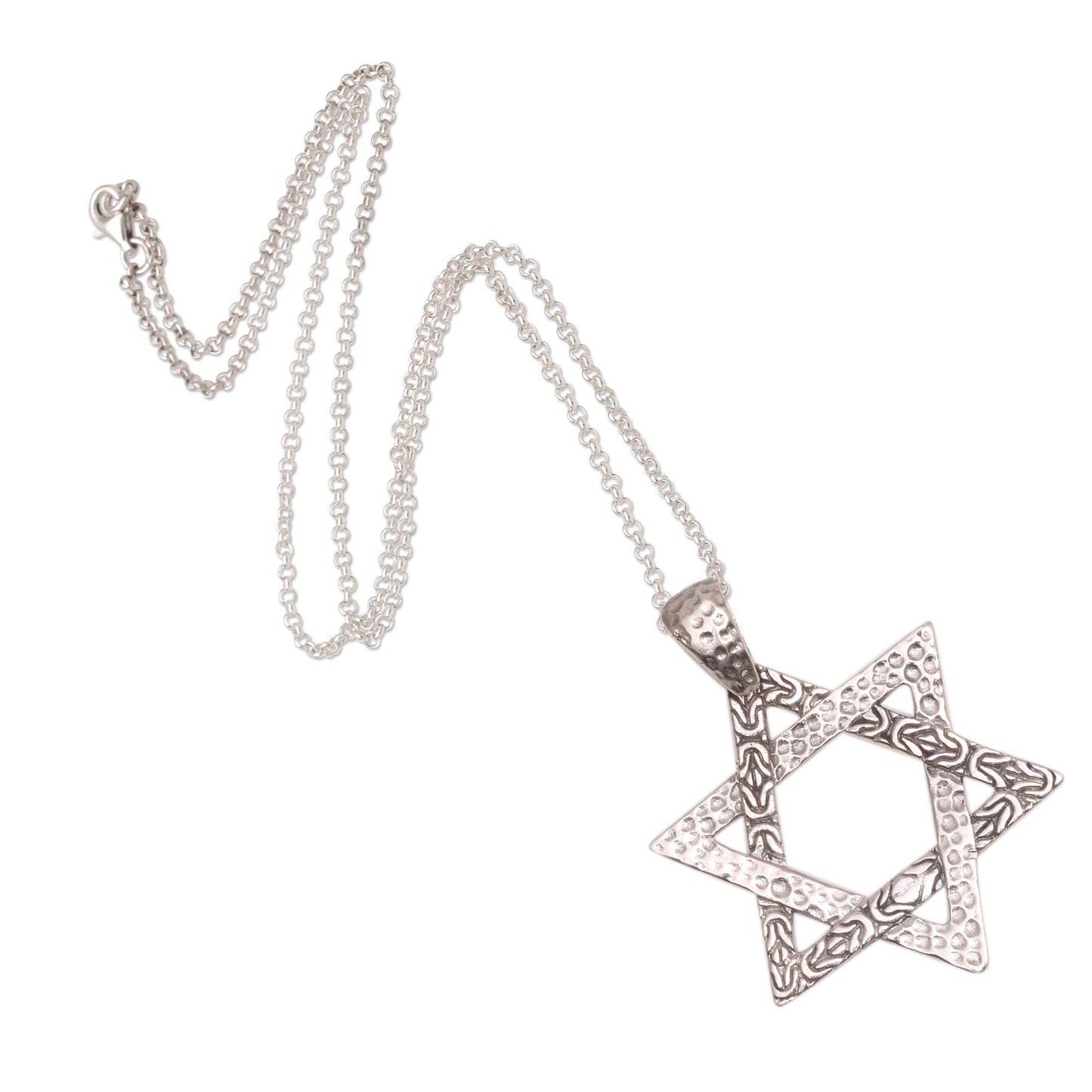 David's Blessing Star of David Sterling Silver Pendant Necklace from Bali