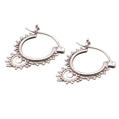 Delightful Bubbles Bubble Pattern Sterling Silver Hoop Earrings from Bali