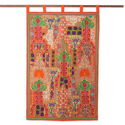 Floral Dazzle Recycled Cotton Blend Patchwork Wall Hanging from India