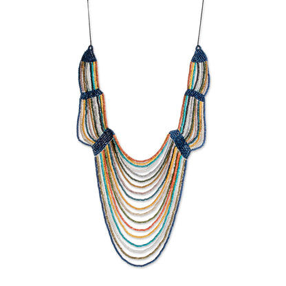 Summery Breeze in Multicolor Ceramic Beaded Strand Statement Necklace in Multicolor