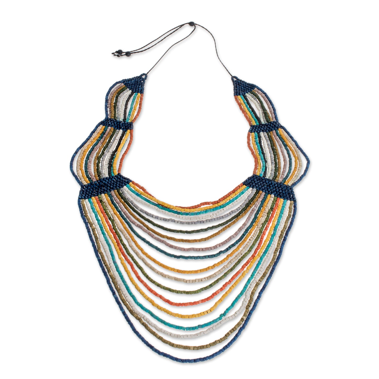 Summery Breeze in Multicolor Ceramic Beaded Strand Statement Necklace in Multicolor