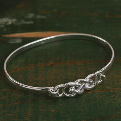 Irish Knot Knot Pattern Sterling Silver Bangle Bracelet from Mexico