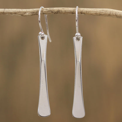 Fascinating Blades Modern Sterling Silver Dangle Earrings from Mexico