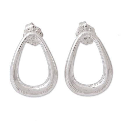 Modern Pears Pear-Shaped Sterling Silver Drop Earrings from Mexico