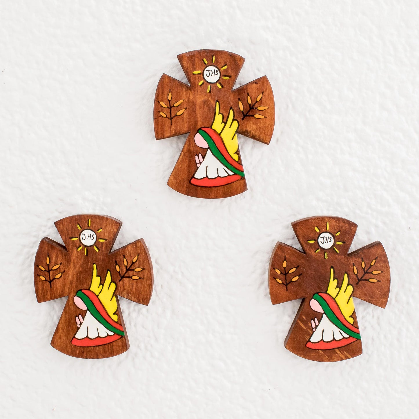 Prayer of Love Pinewood Wall Crosses from El Salvador (Set of 3)