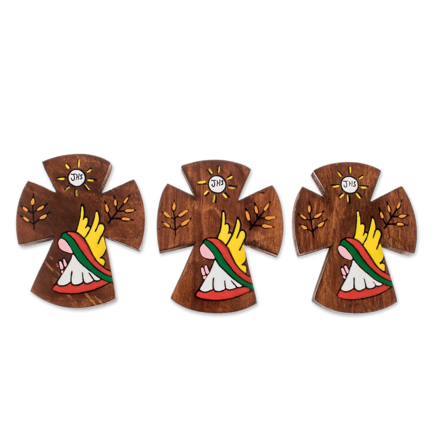 Prayer of Love Pinewood Wall Crosses from El Salvador (Set of 3)