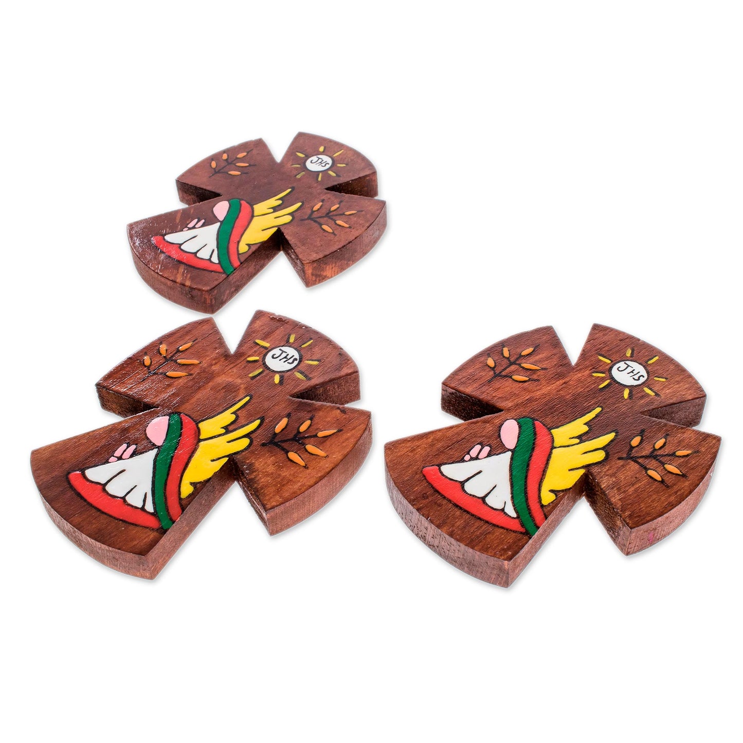 Prayer of Love Pinewood Wall Crosses from El Salvador (Set of 3)