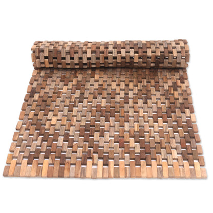 Surabya Sidewalk Handcrafted Teak Wood Mat from Bali (33 in.)