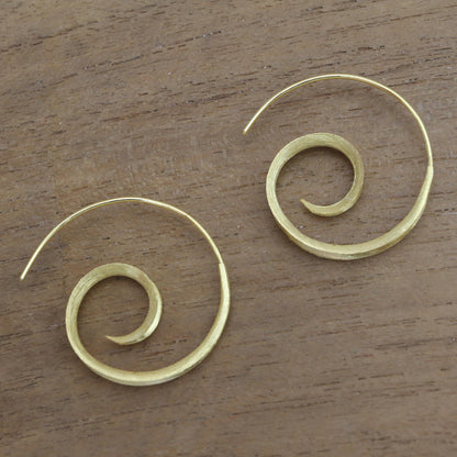 Golden Curl 18k Gold Plated Sterling Silver Half-Hoop Earrings from Bali