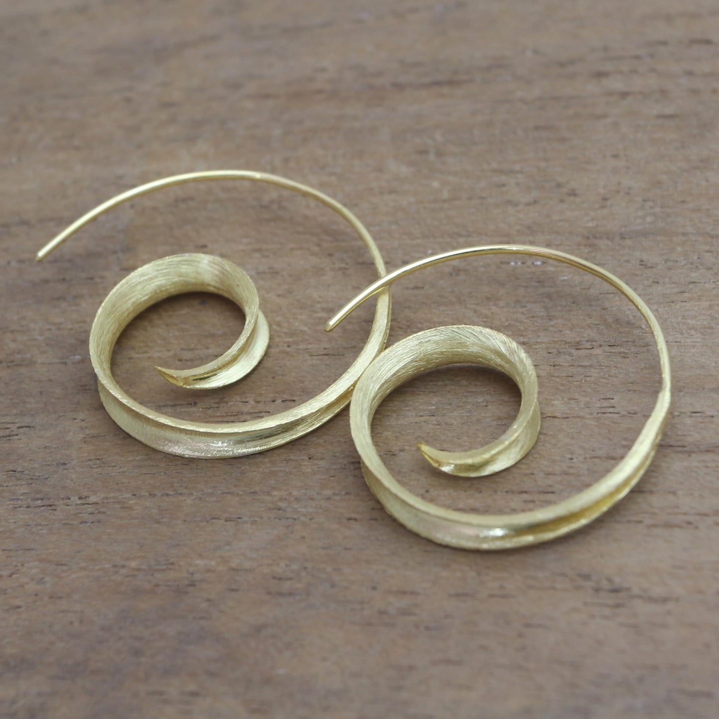 Golden Curl 18k Gold Plated Sterling Silver Half-Hoop Earrings from Bali