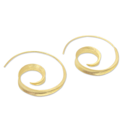 Golden Curl 18k Gold Plated Sterling Silver Half-Hoop Earrings from Bali