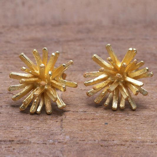 Golden Coral Modern 18k Gold Plated Sterling Silver Stud Earrings