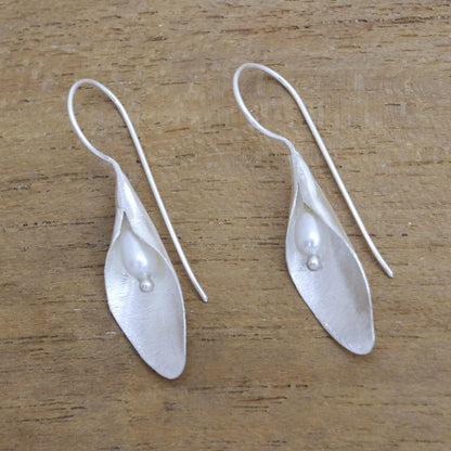 Concealed Beauty Modern Cultured Pearl Drop Earrings from Bali