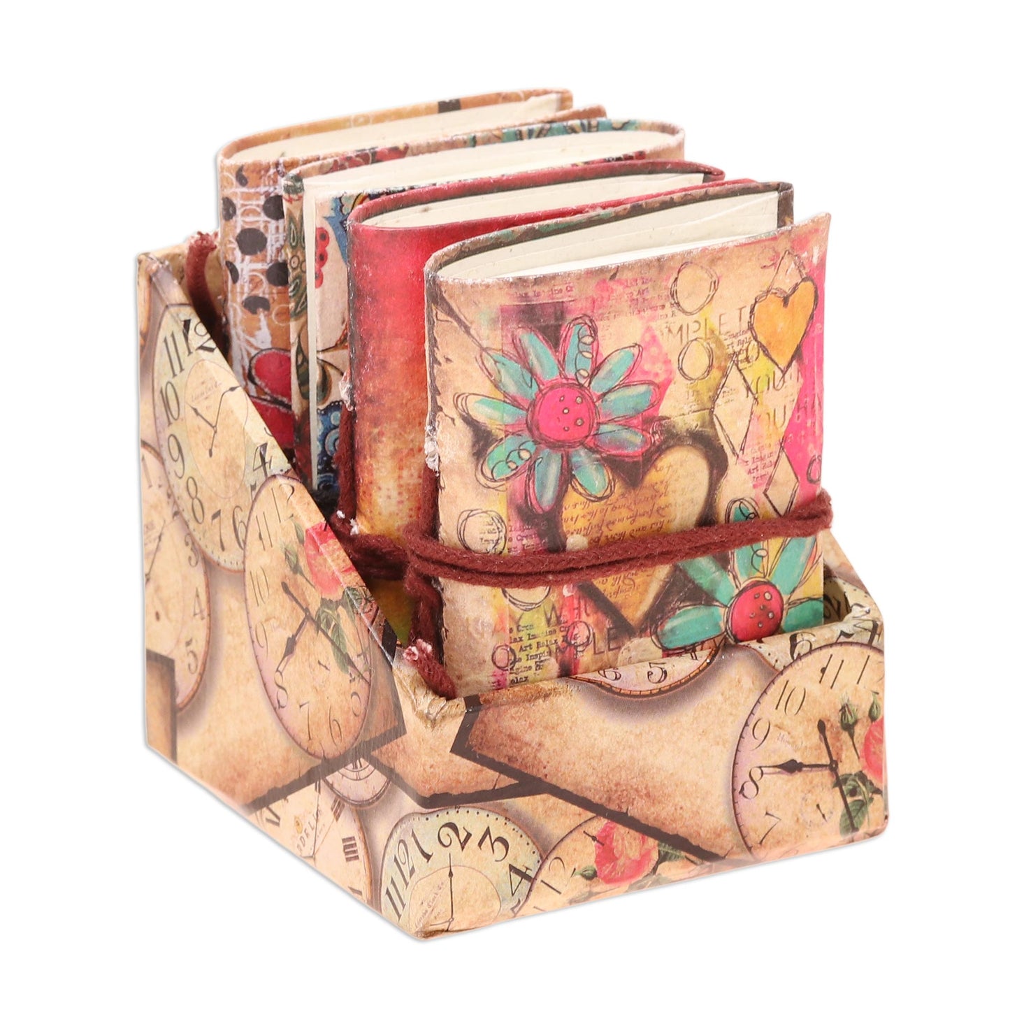 Daily Notes Floral Motif Paper Journals from India (Set of 4)