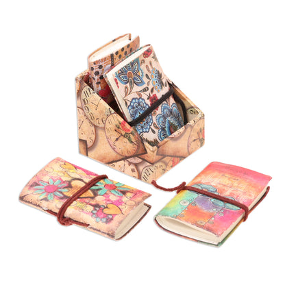 Daily Notes Floral Motif Paper Journals from India (Set of 4)