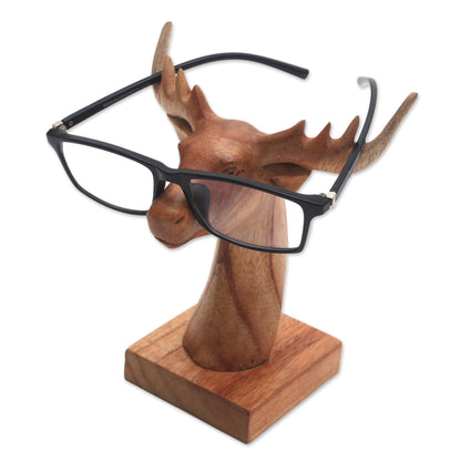 Studious Deer Jempinis Wood Deer Eyeglasses Holder from Bali