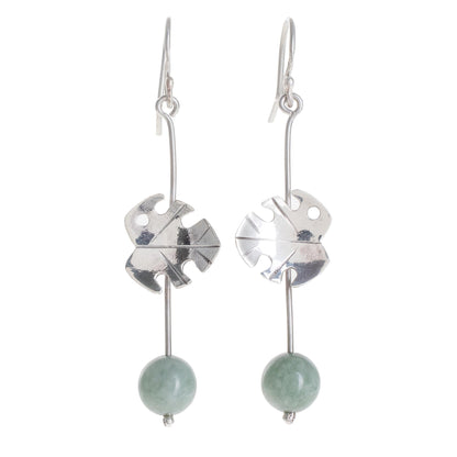 Exotic Tropics in Apple Green Jade Leaf Dangle Earrings in Apple Green from Guatemala