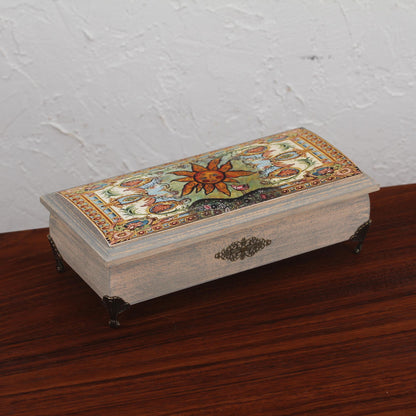 World of the Sun Sun Motif Decoupage Wood Decorative Box from Mexico