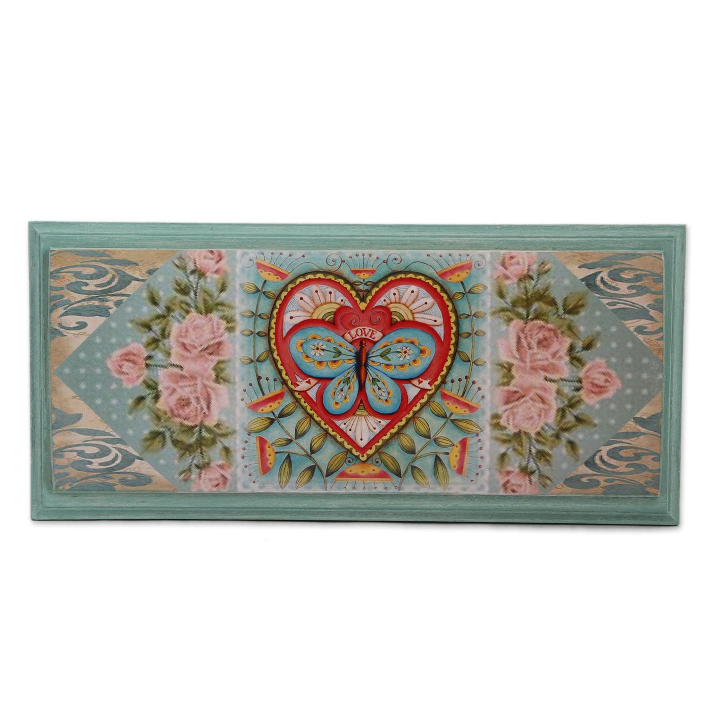 Butterfly Heart Butterfly Heart Decoupage Wood Decorative Box from Mexico