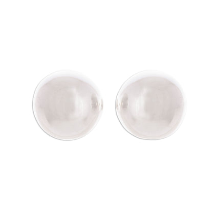 Gleaming Orbs Round Sterling Silver Stud Earrings Crafted in Peru