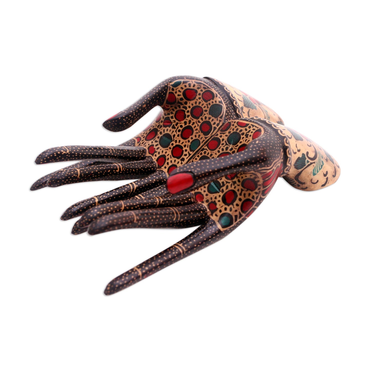 Beautiful Hands Floral Batik Wood Ring Holder from Java