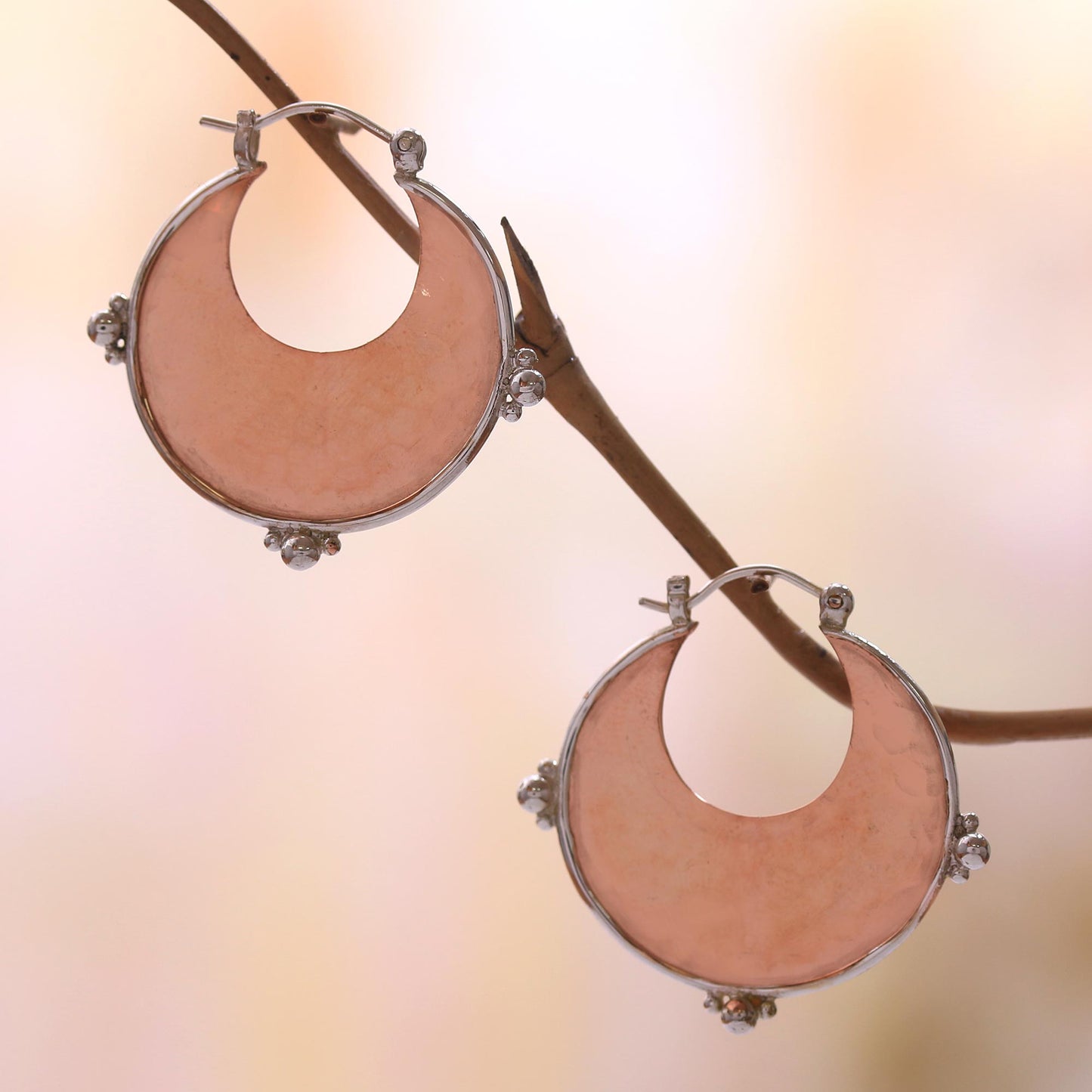 Caretaker of Beauty 18k Rose Gold Plated Copper and Sterling Silver Earrings