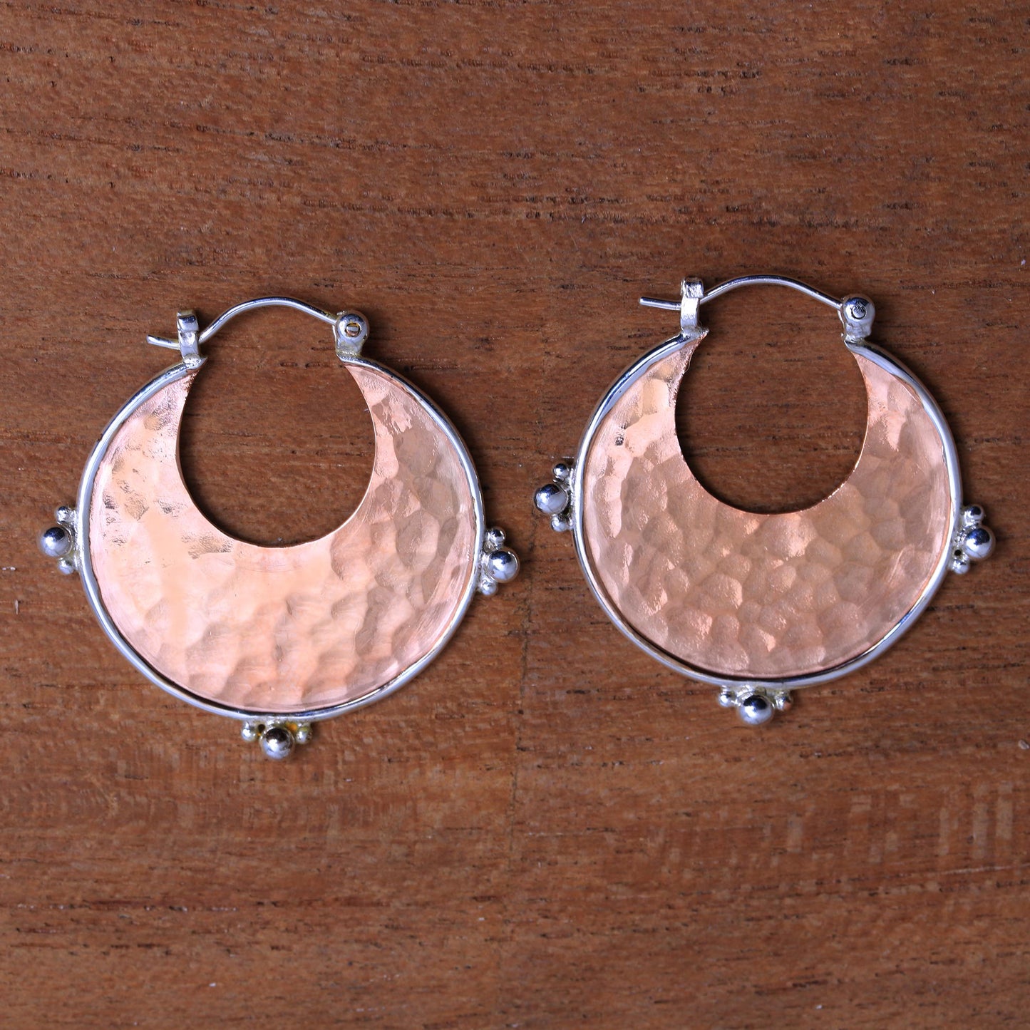 Caretaker of Beauty 18k Rose Gold Plated Copper and Sterling Silver Earrings