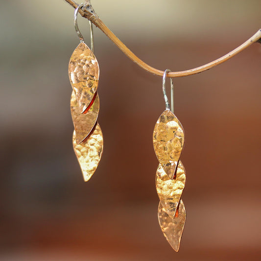 Modern Glisten Modern Copper Dangle Earrings Handcrafted in Bali