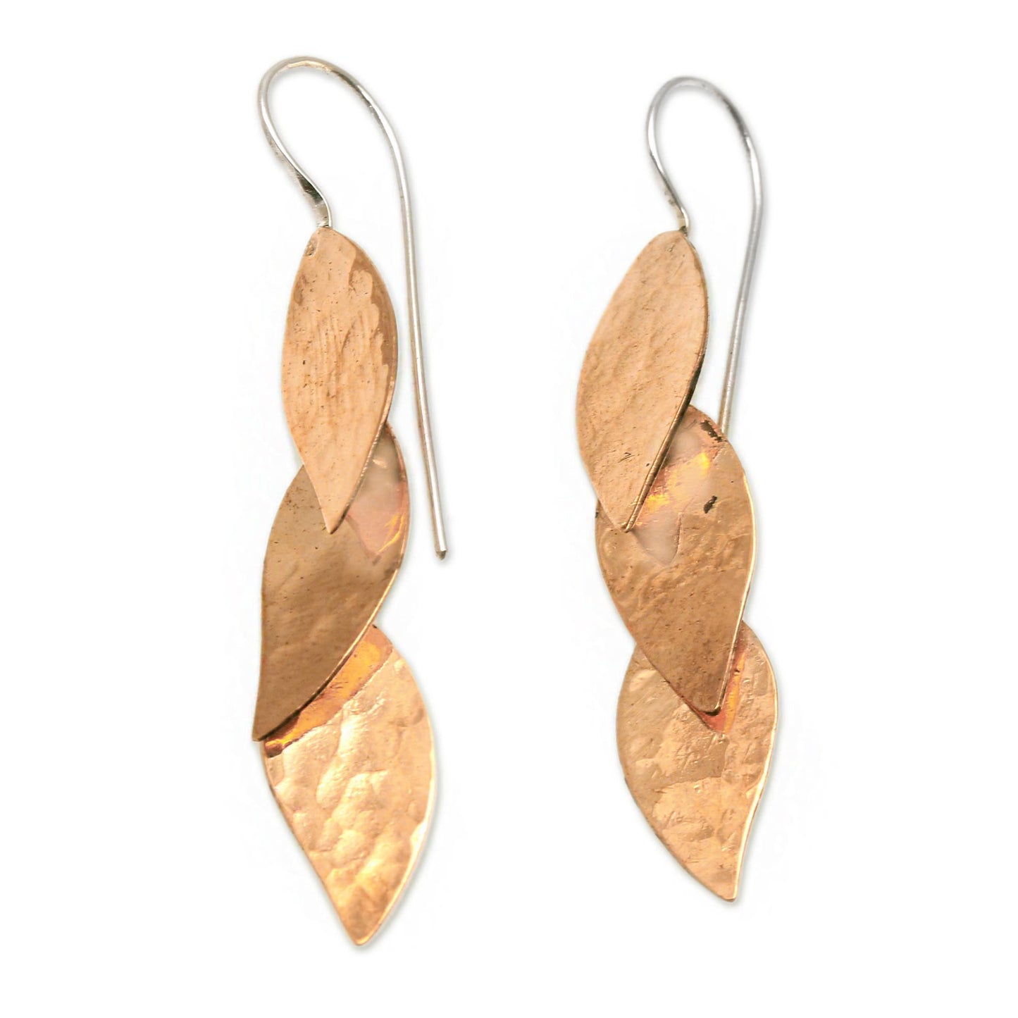 Modern Glisten Modern Copper Dangle Earrings Handcrafted in Bali