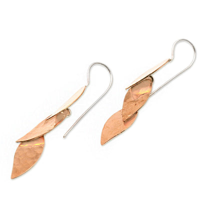 Modern Glisten Modern Copper Dangle Earrings Handcrafted in Bali