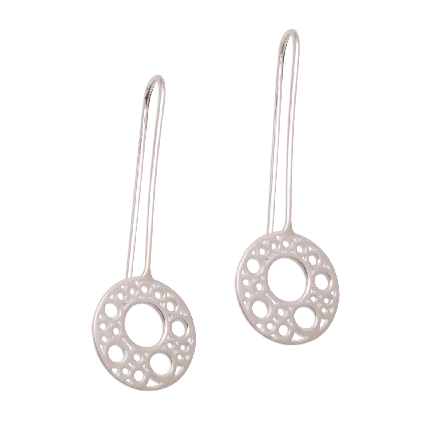 Circular Patterns Circle Pattern Sterling Silver Drop Earrings from Bali